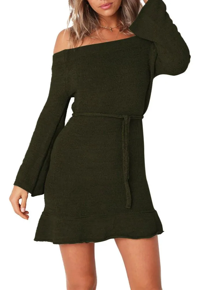 TastyHottie - Slim Sweater Skirt Off Shoulder Sweater Dress