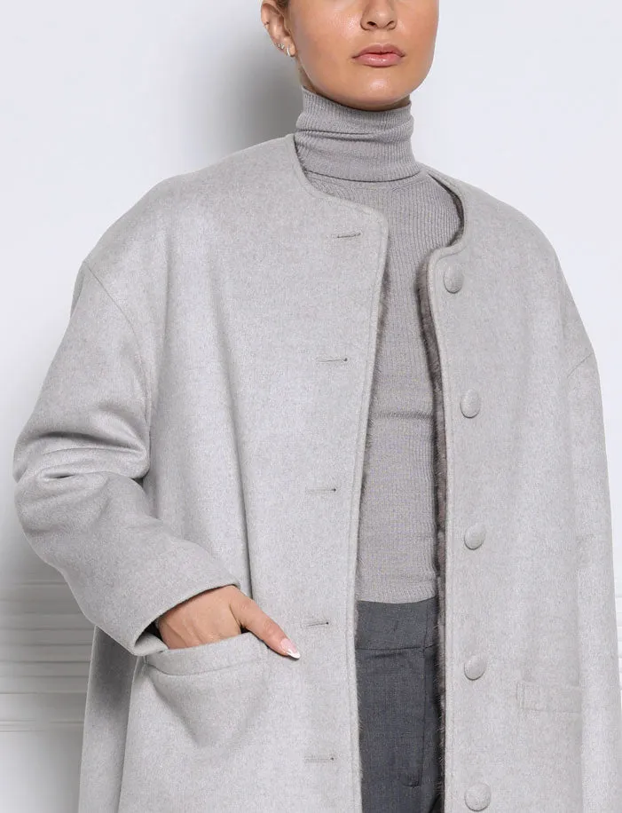 The Logan Mink Fur Lined Cashmere Coat