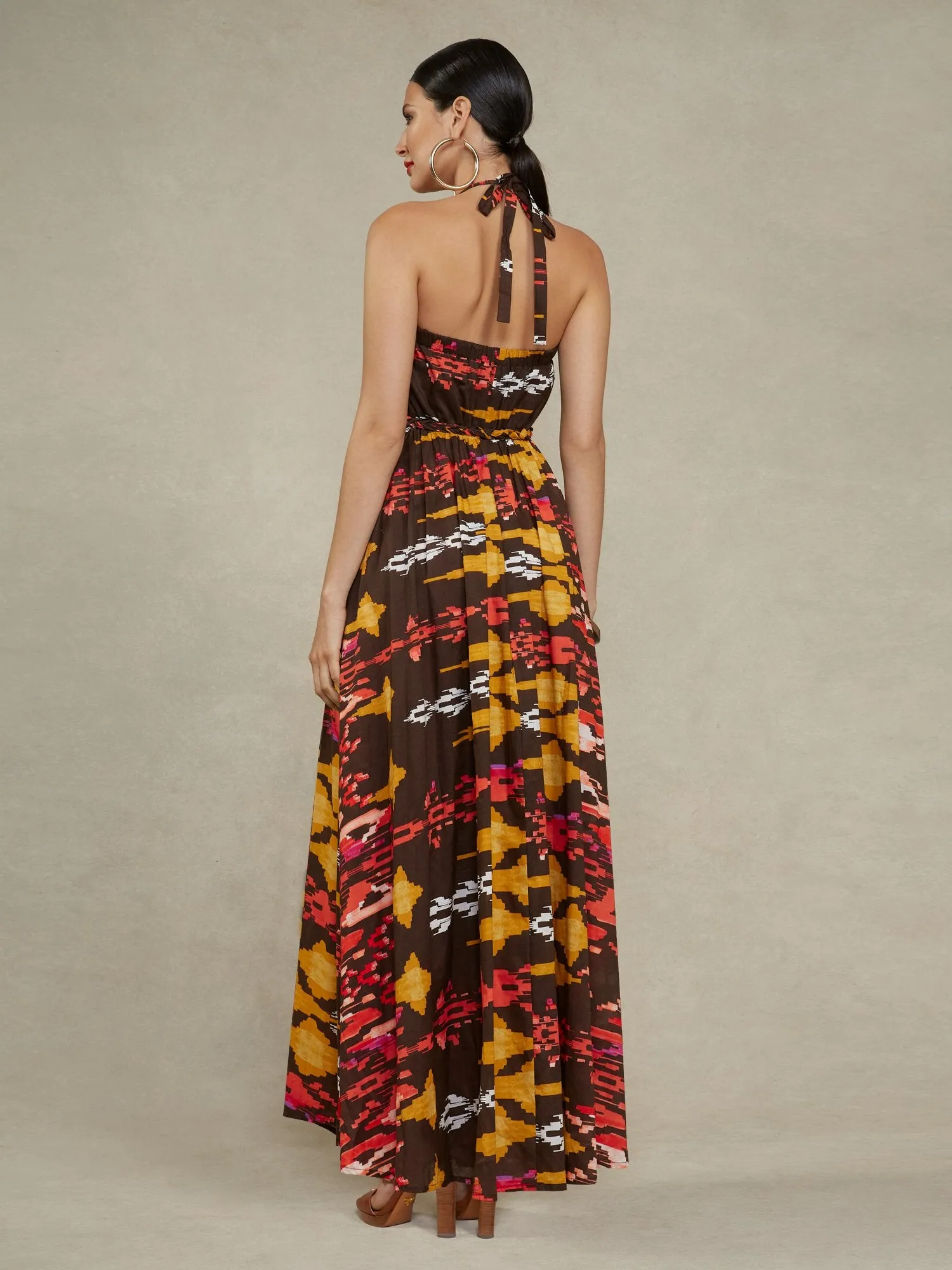 Tie-Neck Halter Maxi Dress