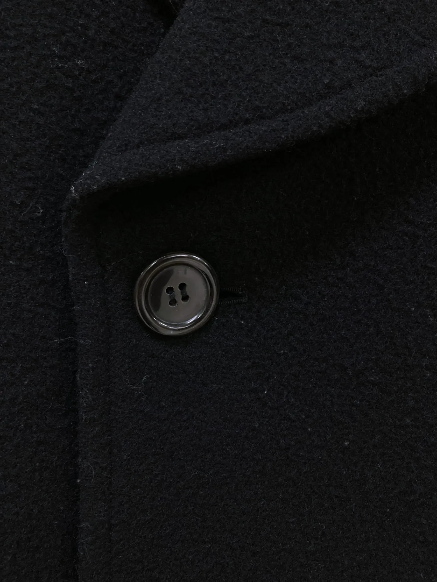 Tricot Comme des Garcons winter 1996 black wool melton big lapel peacoat