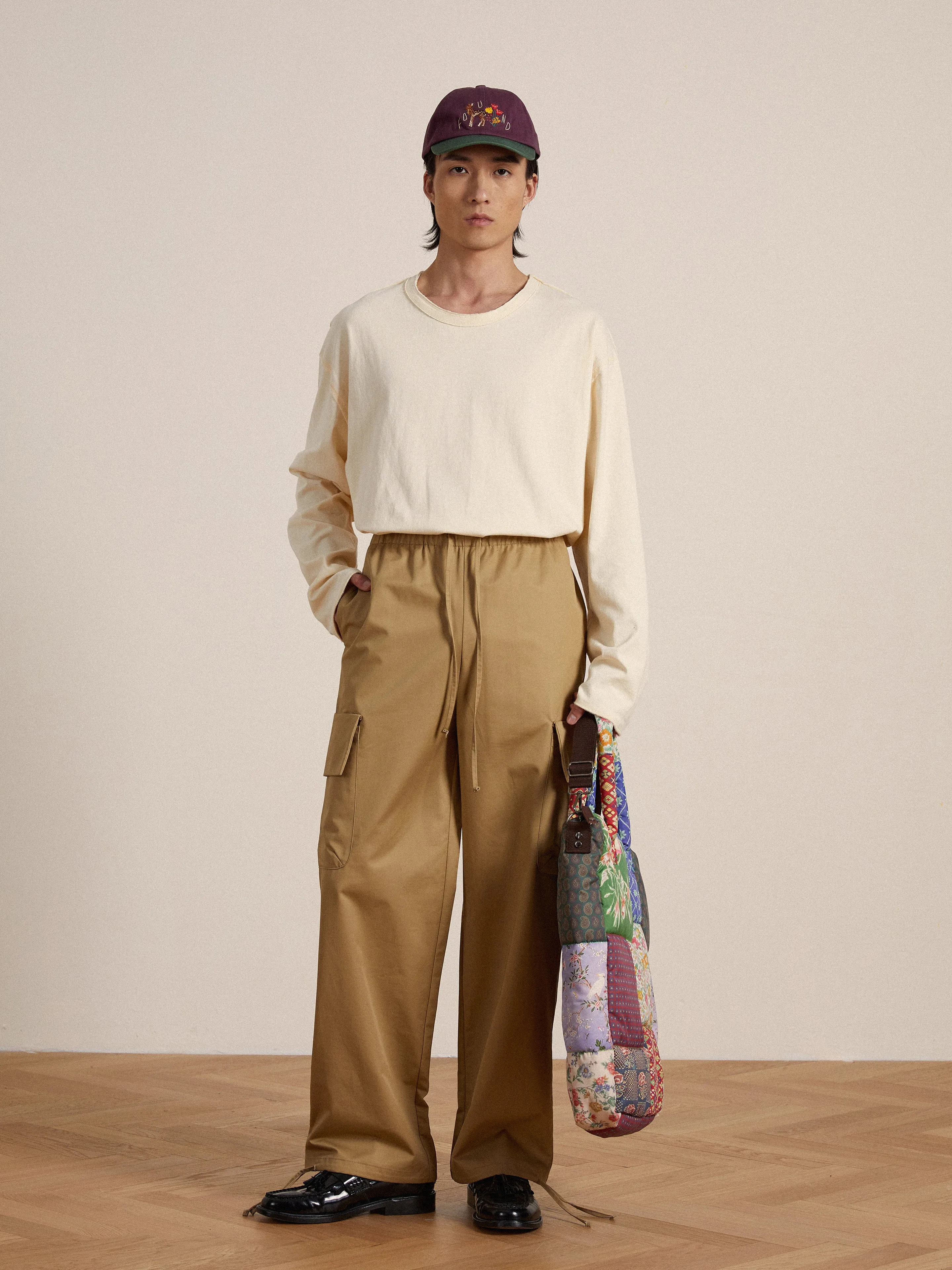 Twill Cargo Drawstring Pants