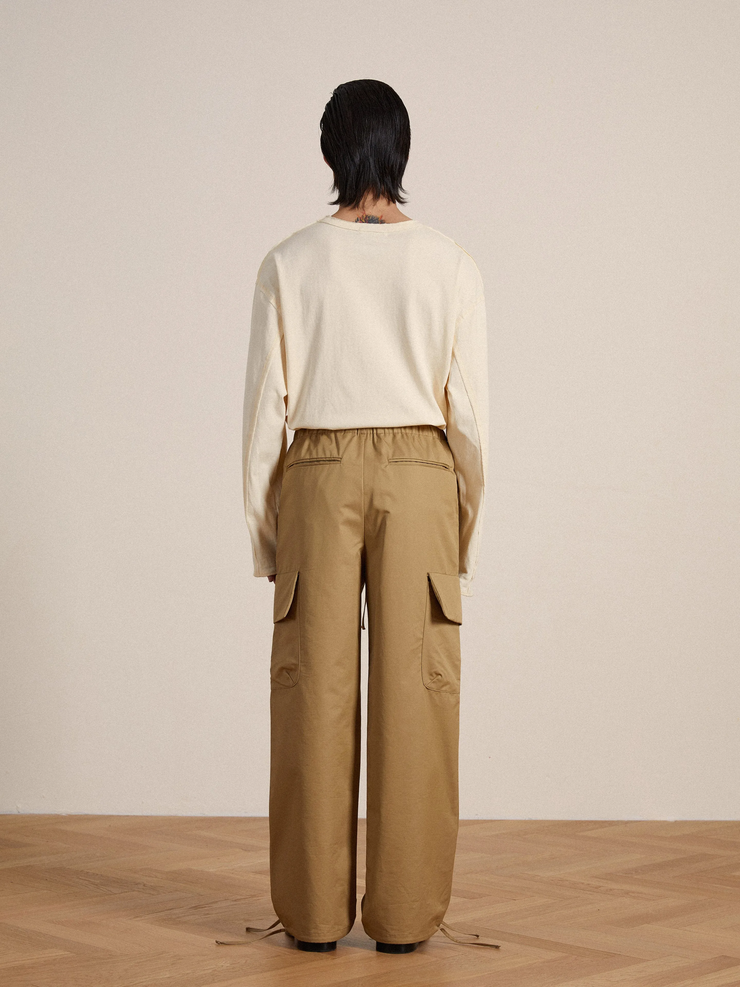 Twill Cargo Drawstring Pants