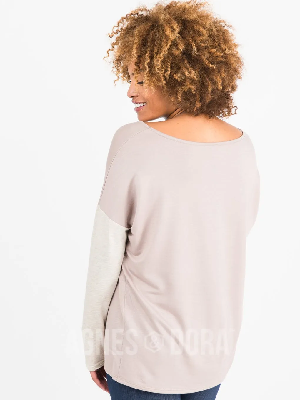 Urban Pullover in Mocha with Dusty Oatmeal - V-Neck