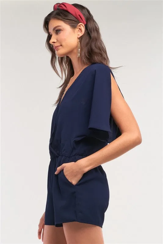 V-Neck Wrap Self-Tie Romper