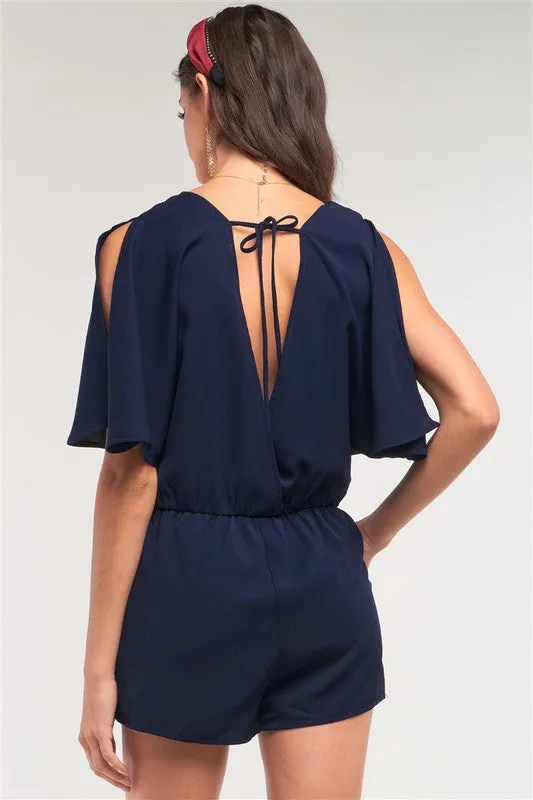 V-Neck Wrap Self-Tie Romper