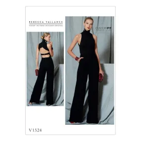 Voguepattern V1524 Misses' Open-Back, Belted Jumpsuit