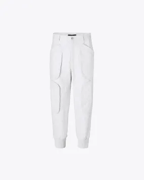 WHITE LEATHER CARGO PANTS