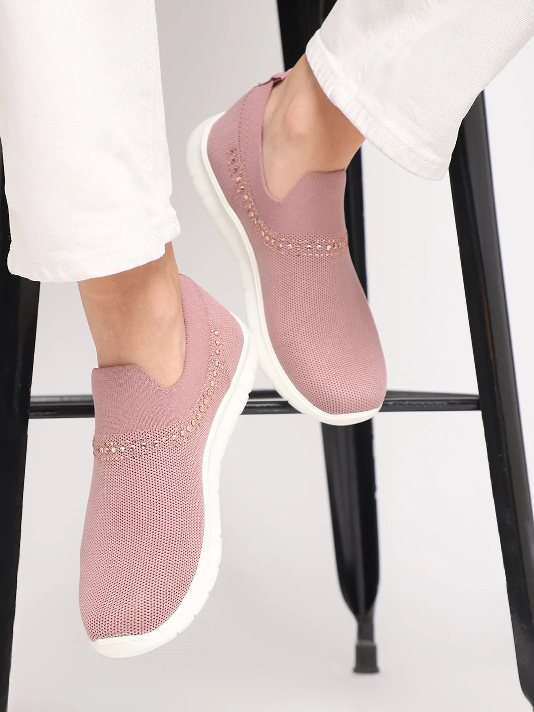 Women Embellished Comfort Slip-On Sneakers