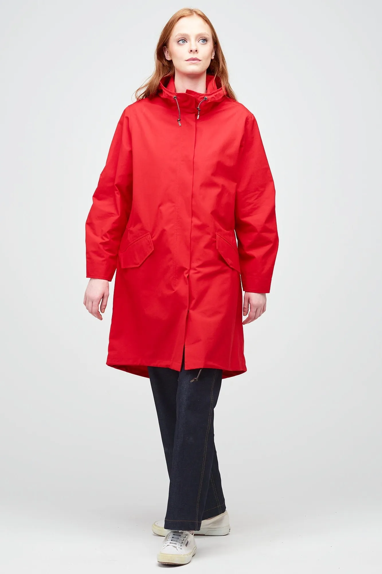 Women's Long Parka - Red