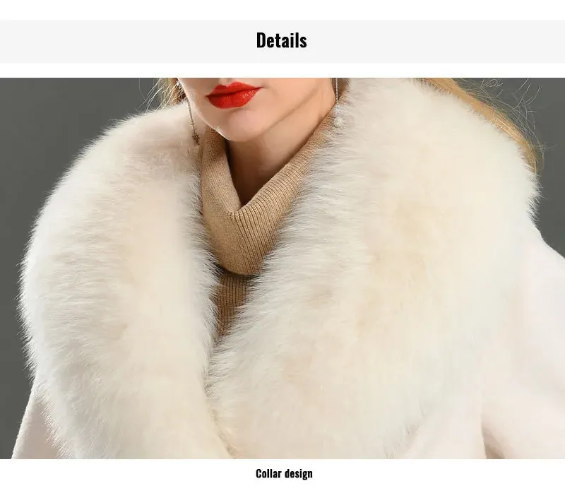 Women's Luxury Wool Coat with Designer Fur