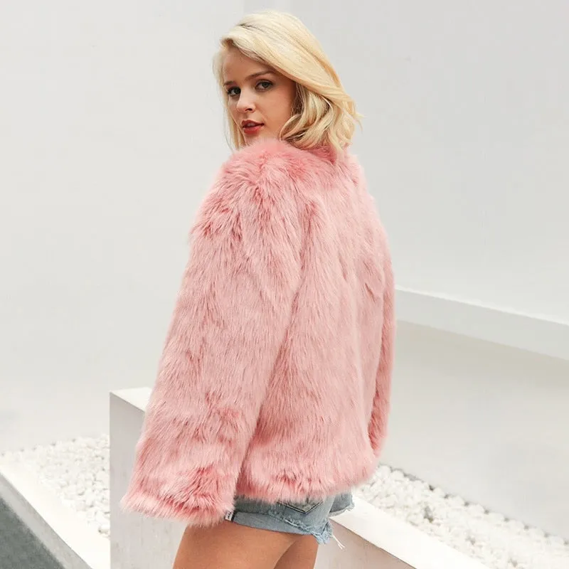 Women's Winter Warm Rabbit Fur Faux Fur Coat