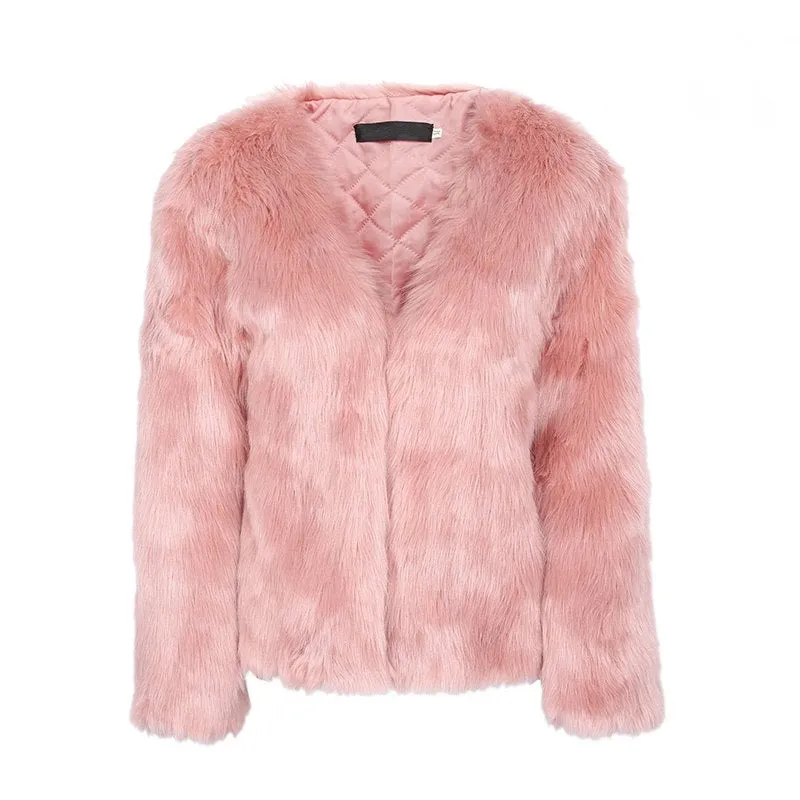 Women's Winter Warm Rabbit Fur Faux Fur Coat