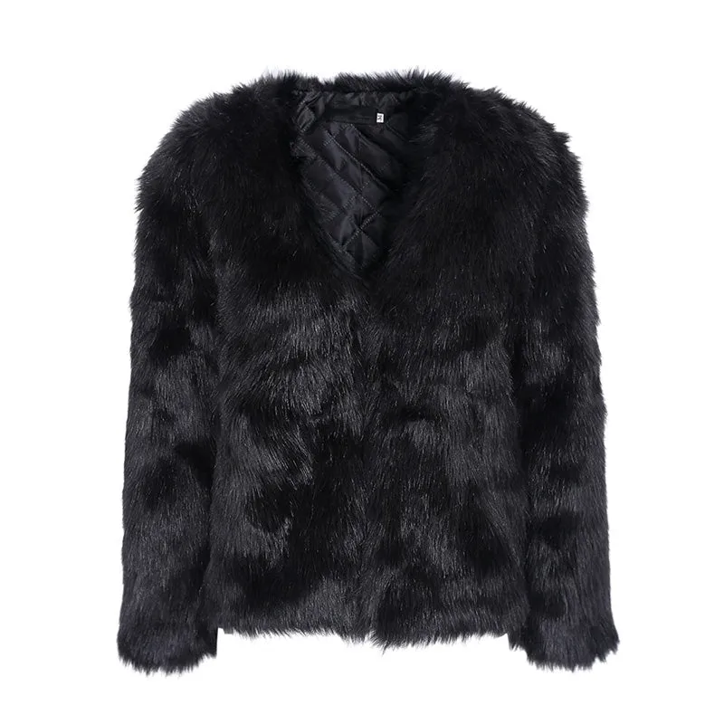 Women's Winter Warm Rabbit Fur Faux Fur Coat