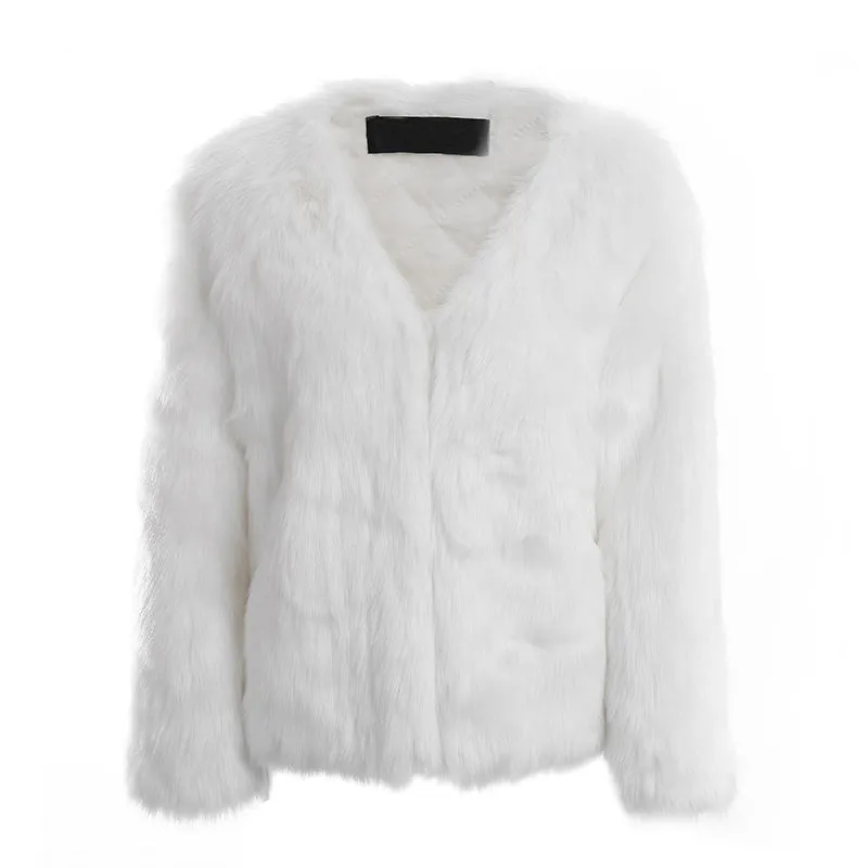 Women's Winter Warm Rabbit Fur Faux Fur Coat